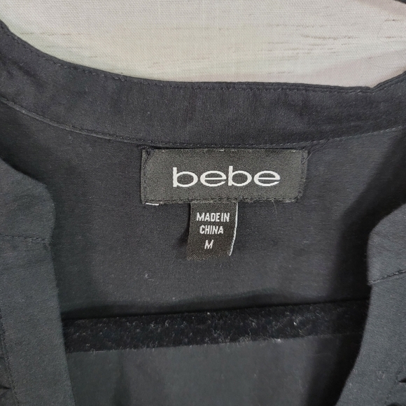 BEBE SHEER LONG SLEEVE BLACK SHIRT, SZ MEDIUM - Picture 3 of 10